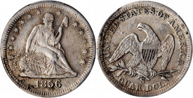 1856-S/S Liberty Seated Quarter. Briggs 4-E, FS-501. Large/Small S. EF Details--Environmental Damage (PCGS).

A boldly to sharply defined example with...
