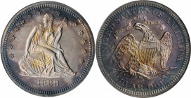 1868 Liberty Seated Quarter. Proof-63 (NGC). CAC. OH.

Brilliant in the centers, this beautiful and lively specimen exhibits peripheral toning in irid...