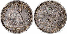 1871-CC Liberty Seated Quarter. Briggs 1-A, the only known dies. Repunched Date. VF Details--Scratch (PCGS).

Attractively original toning in steel-gr...