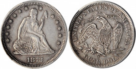 1872-S Liberty Seated Quarter. Briggs 1-A, the only known dies. Repunched Mintmark. AU Details--Damage (PCGS).

A sharply defined example with wisps o...