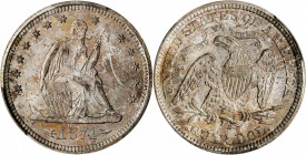 1874-S Liberty Seated Quarter. Arrows. Briggs 3-A. MS-66 (PCGS).

A mottling of light rose-apricot iridescence enlivens a base of antique silver patin...