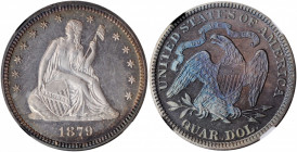 1879 Liberty Seated Quarter. Proof-66 (NGC). CAC.

This undeniably original specimen combines an obverse dressed in light pearl-gray iridescence with ...