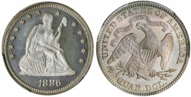 1886 Liberty Seated Quarter. Proof-66 (PCGS). CAC.

A richly original specimen, both sides exhibit a mixture of very soft olive-gray patina that is so...