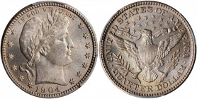 1904 Barber Quarter. MS-66 (PCGS).

Despite a mintage just short of 10 million pieces, few examples of this can be found in true Gem conditions or hig...