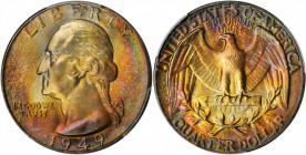 1949 Washington Quarter. MS-68 (PCGS).

This captivating example is intensely vivid in a bold blend of multiple rich and inviting colors. Shades of an...