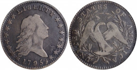 1795 Flowing Hair Half Dollar. O-113a, T-14. Rarity-3. Two Leaves, A/E in STATES. Fine-12 (ANACS). OH.

A richly and evenly toned example awash in ste...