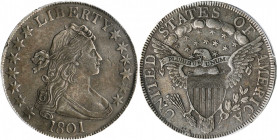 1801 Draped Bust Half Dollar. O-101, T-2. Rarity-2. EF Details--Environmental Damage (PCGS).

A bold to sharp EF example with no singularly mentionabl...