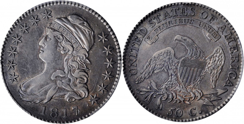 1817/3 Capped Bust Half Dollar. O-101a. Rarity-1. EF-45 (PCGS).

Boldly toned st...