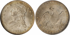 1837 Capped Bust Half Dollar. Reeded Edge. 50 CENTS. GR-17. Rarity-1. MS-64 (NGC).

A satiny, smooth and boldly struck near-gem further enhanced by lo...