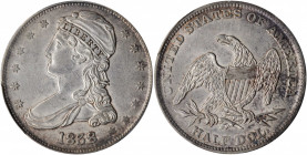 1838 Capped Bust Half Dollar. Reeded Edge. HALF DOL. GR-6. Rarity-3. AU-58 (PCGS).

A pleasing near-Mint example with just about full luster and only ...
