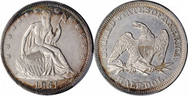 1851 Liberty Seated Half Dollar. WB-2. Rarity-4. Repunched Date. Unc Details--Cleaned (PCGS).

From a mintage of 200,750 circulation strikes, the tota...