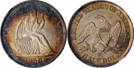 1856/56-O Liberty Seated Half Dollar. WB-14, VP-002. Rarity-2. Repunched Date. MS-65 (NGC).

Breathtaking satin to softly frosted surfaces exhibit tar...