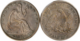 1874-CC Liberty Seated Half Dollar. Arrows. WB-3. Rarity-4. VF-25 (PCGS).

Richly toned in dominant steel and pewter-gray, direct lighting calls forth...