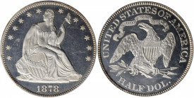 1878 Liberty Seated Half Dollar. Proof-65 Cameo (PCGS).

Dusted with delicate golden iridescence, this smartly impressed and expertly preserved Gem al...