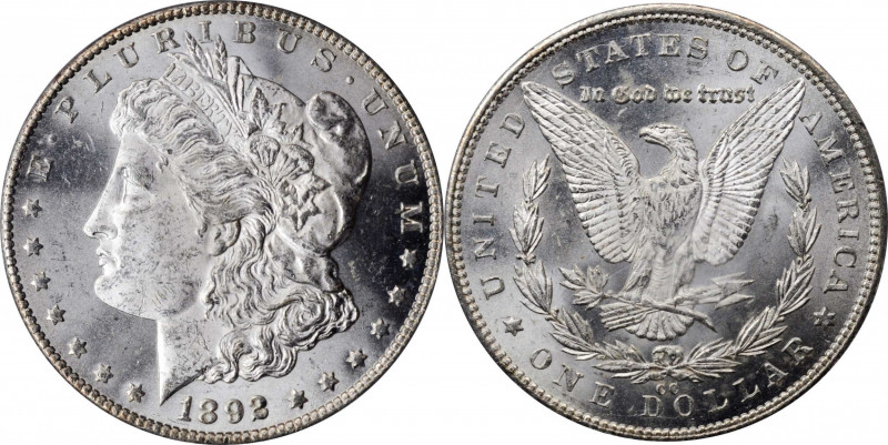 1892-CC Morgan Silver Dollar. MS-63 (PCGS). CAC.

Brilliant and intensely lustro...