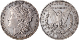1893-S Morgan Silver Dollar. VF-35 (PCGS).

The key date issue among circulation strike Morgan silver dollars, offered here in bold defined Choice VF ...