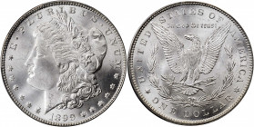 1899 Morgan Silver Dollar. MS-67 (PCGS).

Dusted with the lightest champagne-gold iridescence, this endearing Superb Gem also sports razor sharp strik...