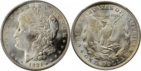 1921-S Morgan Silver Dollar. MS-66 (PCGS).

Brilliant frosty surfaces are remarkably smooth and well preserved for a survivor of this otherwise plenti...