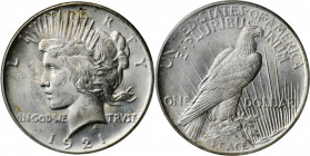 1921 Peace Silver Dollar. High Relief. MS-64 (PCGS). CAC.

Well defined, especially on the eagle's feathers which are often poorly struck up due to th...