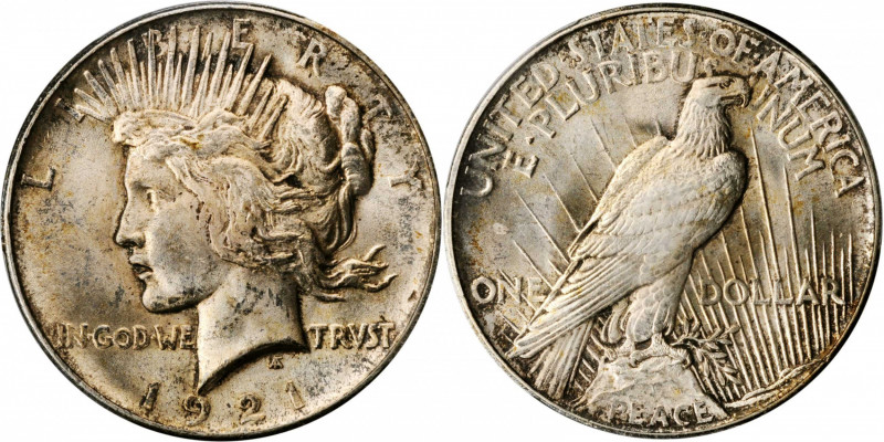 1921 Peace Silver Dollar. High Relief. MS-64 (PCGS).

An impressive near-Gem exa...