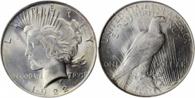 1922 Peace Silver Dollar. MS-67 (PCGS).

An exceptional Superb Gem with a gentle dusting of gold and bronze tones over pearlescent silver surfaces. Th...
