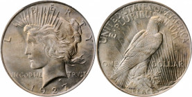 1927-D Peace Silver Dollar. MS-64+ (PCGS). CAC.

Fully struck with soft satin luster, both sides of this premium quality near-Gem are lightly and orig...