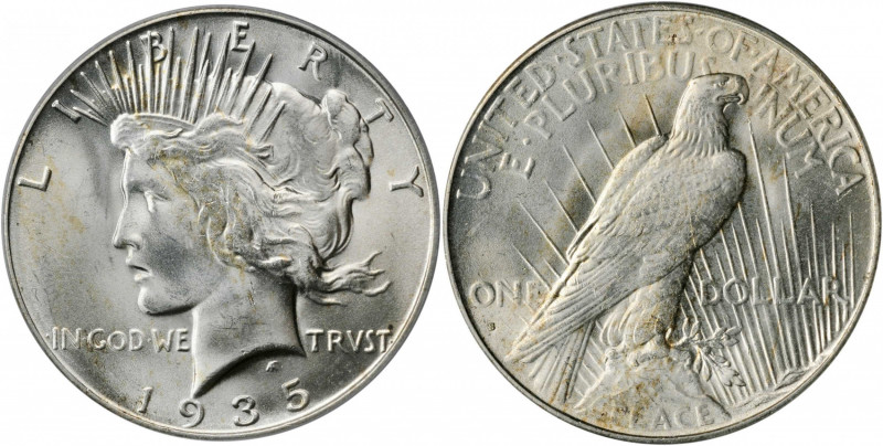 1935-S Peace Silver Dollar. Three Rays. MS-65 (PCGS). CAC.

A lovely, satiny Gem...