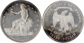 1877-S Trade Dollar. MS-63 PL (PCGS).

A particularly inviting type candidate from the circulation strike trade dollar series, this coin is one of onl...