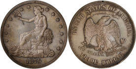 1879 Trade Dollar. Proof-63 (NGC).

Awash in warm pearl-gray patina, both sides reveal subtle pink and champagne-gold undertones as the coin dips into...