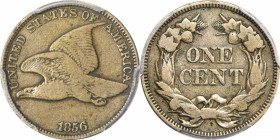 1856 Flying Eagle Cent. Snow-3. Repunched 5, High Leaves. Proof-15 (PCGS). CAC.

This handsome piece exhibits warm, even golden-olive patina to the re...