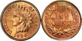 1886 Indian Cent. Type I Obverse. MS-66 RD (PCGS).

This glorious premium Gem exhibits iridescent salmon-pink overtones to a base of richly original r...