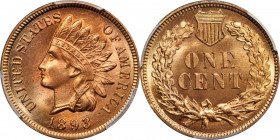 1893 Indian Cent. MS-67 RD (PCGS).

With intensely vivid reddish-rose color to essentially pristine surfaces, we have yet to see this coin's equal in ...