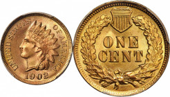 1902 Indian Cent. MS-67 RD (PCGS).

One of the finest 1902 Indian cents known to PCGS, the importance of this coin for advanced Registry Set purposes ...