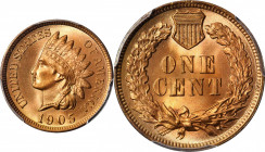 1905 Indian Cent. MS-67 RD (PCGS).

Lovely mint frost supports a warm blend of rose-red and medium pink colors that are as bright and vivid as the day...