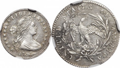 1797 Draped Bust Half Dime. LM-3. Rarity-5. 16 Stars. MS-62 (NGC).

A delightful satin to modestly semi-reflective example of a challenging early half...