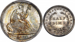 1837 Liberty Seated Half Dime. No Stars. V-1. Large Date. Repunched Date. MS-67 (PCGS). CAC.

This is an absolutely stunning jewel with strong visual ...