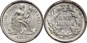 1873 Liberty Seated Dime. Arrows. Fortin-103, FS-101. Doubled Die Obverse. MS-61 (PCGS).

We are thrilled to offer this incredible Condition Census ex...