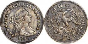 1796 Draped Bust Quarter. B-2. Rarity-3. AU Details--Altered Surfaces (PCGS).

This well centered AU example offers full denticles and surfaces that a...