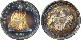 1867 Liberty Seated Quarter. Proof-66+ Cameo (PCGS). CAC.

This is an undeniably original Gem with strong technical quality to match lovely eye appeal...