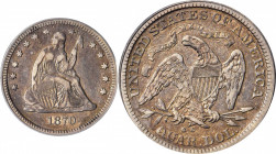 1870-CC Liberty Seated Quarter. Briggs 1-A, the only known dies. VF-25 (PCGS). OGH.

Offered is a highly desirable mid grade example of this historic ...