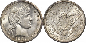 1901-S Barber Quarter. AU-55 (PCGS). CAC.

This is the undisputed "King of Barber Coinage," the rare 1901-S quarter, represented here by a particularl...