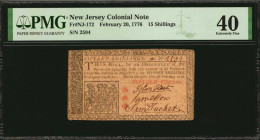 NJ-172. New Jersey. February 20, 1776. 15 Shillings. PMG Extremely Fine 40.

No. 2594. Boldly signed by John Hart, Signer of the Declaration of Indepe...
