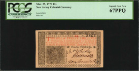 NJ-179. New Jersey. March 25, 1776. 12 Shillings. PCGS Currency Superb Gem New 67 PPQ.

Signed by Smith, Johnston and Stevenson. An exceptional 12 Shi...