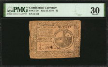 CC-39. Continental Currency. July 22, 1776. $2. PMG Very Fine 30.

No. 33482. Signed by Benjamin Levy and John McHenry. Emblem of Grain being threshed...