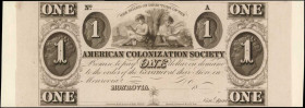 The American Colonization Society, [at] Monrovia, [Liberia]. 1 Dollar. Uncirculated.

Plate A. Printed on India paper, mounted on original archive pag...