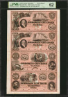 Uncut Sheet of (4) Hoboken, New Jersey. Hoboken City Bank. 1850's. $5-$5-$10-$50. PMG Gem Uncirculated 62. Proof Sheet.

(NJ200G8a-G10a-G12a). A-B. Im...