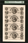 Uncut Sheet of (4) New York, New York. Bull's Head Bank of the City of New York. 1850s. $1-$1-$2-$2. PMG Gem Uncirculated 65 EPQ. Proof Sheet.

India ...