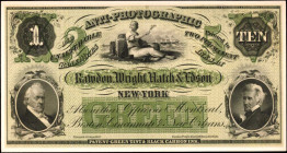 New York. Rawdon, Wright, Hatch & Edson. 1800s. About Uncirculated.

An "Anti Photographic" note which has been mounted to cardstock from Rawdon, Wrig...