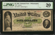 Fr. 2. 1861 $5 Demand Note. PMG Very Fine 20.

Philadelphia. Series 9. Demand Notes were issued between August 1861 and April 1862 during the American...