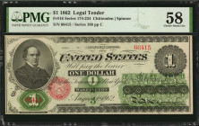 Fr. 16. 1862 $1 Legal Tender Note. PMG Choice About Uncirculated 58.

Series 188. PMG comments "Great Color" on this visually appealing Civil War era ...